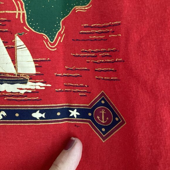 Vintage Tee Hawaiian Islands Map Red Cotton T Shirt Sz Men’s Unisex Medium - Picture 7 of 10